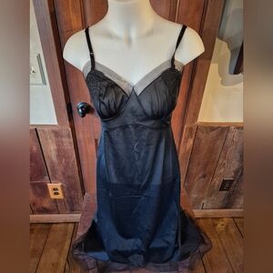 Classic Vintage Mojud Black Lace-Trim Slip Dress - Womens Intimates